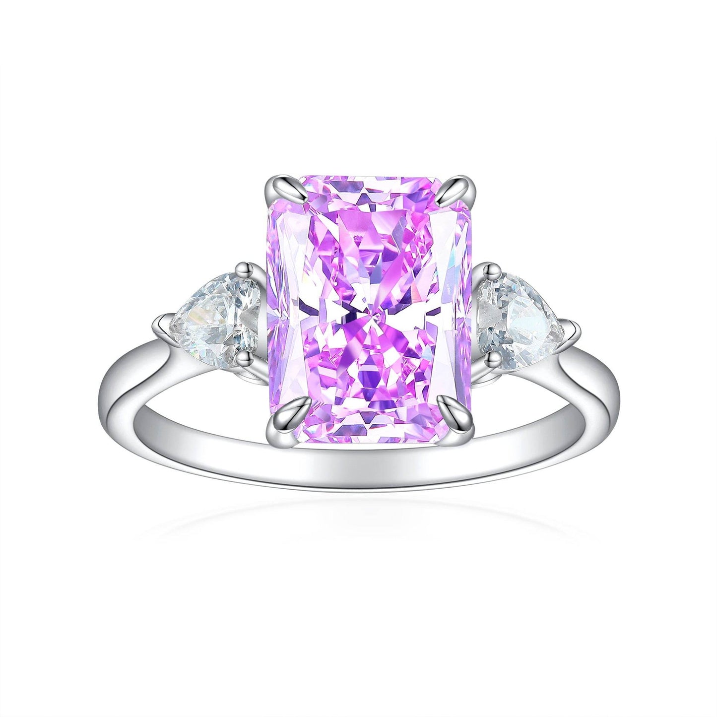 S925 Colorful Rectangular Rhinestone Ring Ins Fashion Love Rings For Women Luxury Jewelry - Velora