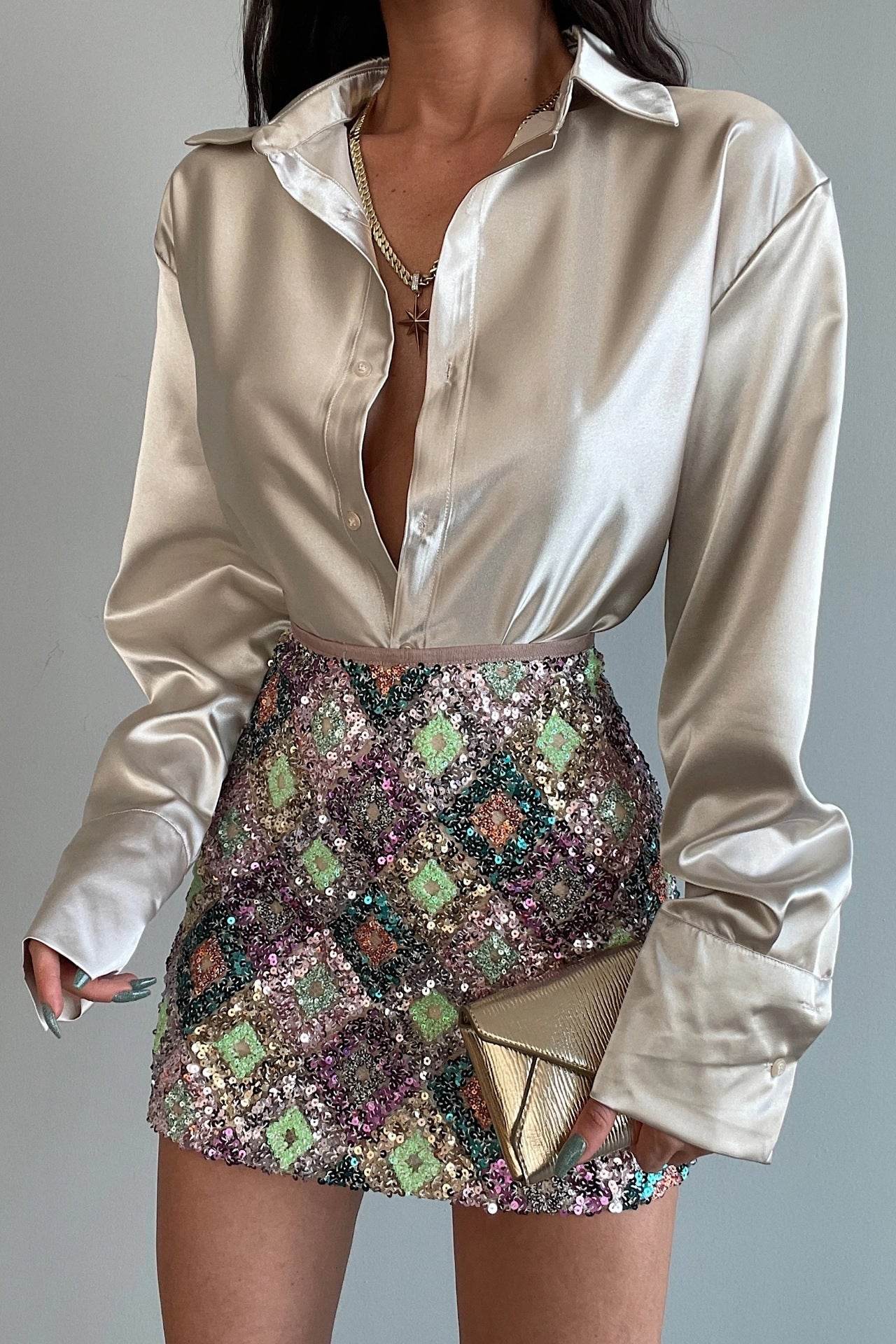 Single-breasted Long Sleeve Lapel Satin Blouse Shirt for work business office - Velora