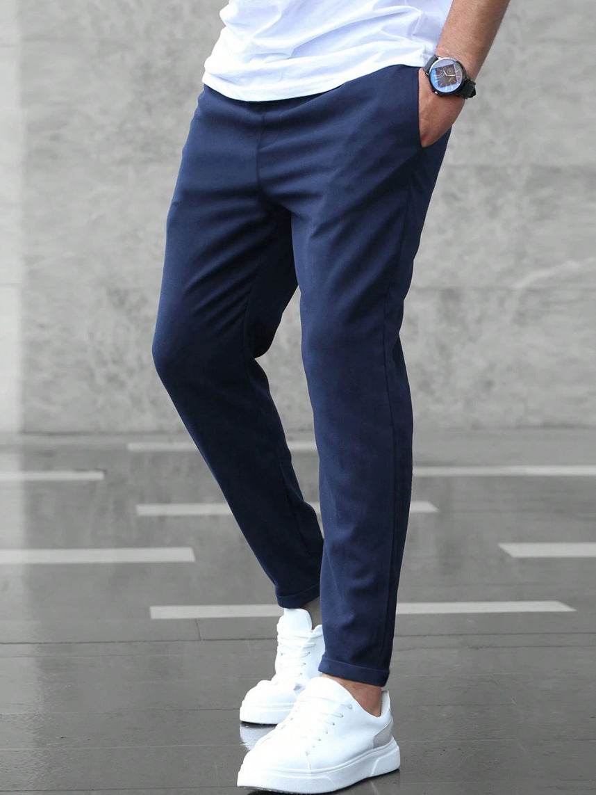 Men's Casual Pants With Pockets Fashion Slim Fit Drawstring Trousers - Velora