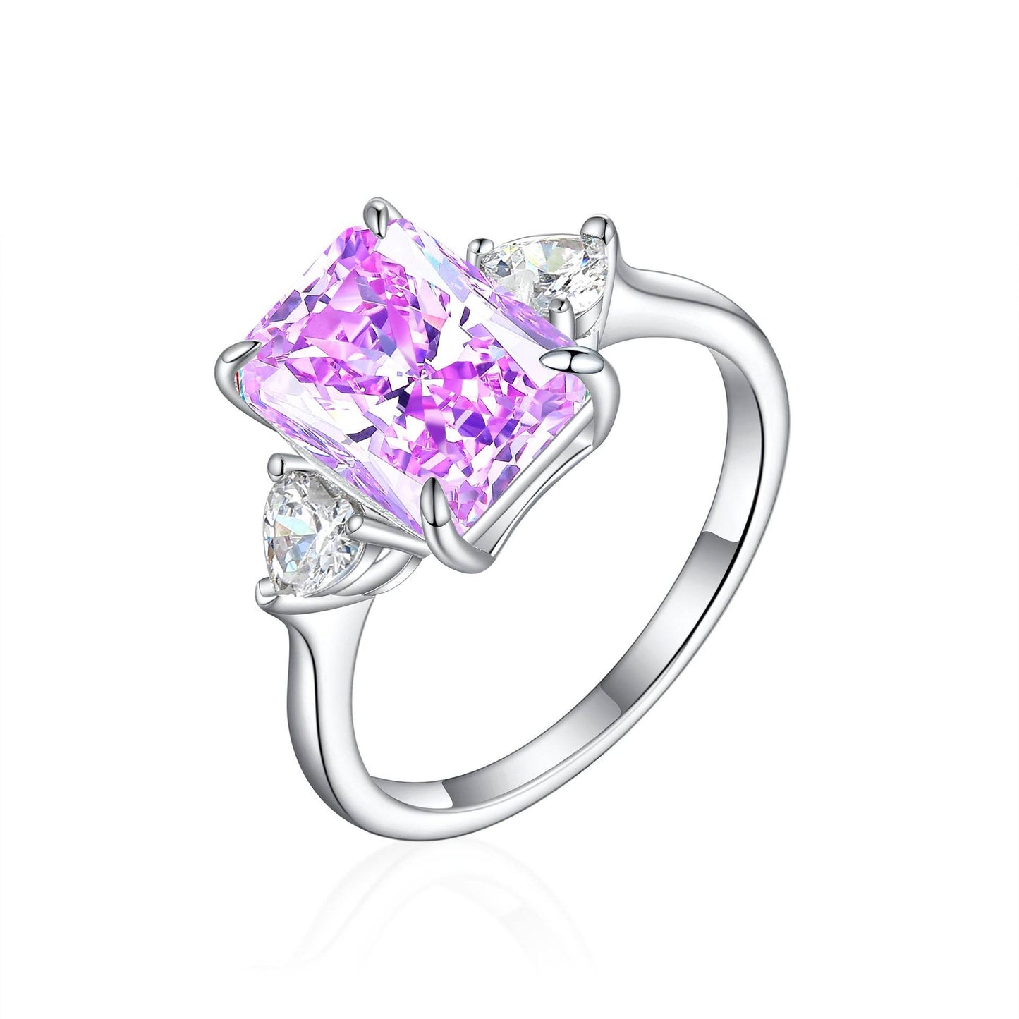 S925 Colorful Rectangular Rhinestone Ring Ins Fashion Love Rings For Women Luxury Jewelry - Velora