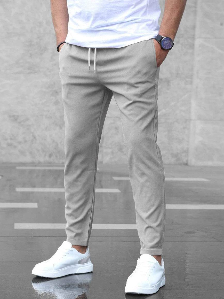 Men's Casual Pants With Pockets Fashion Slim Fit Drawstring Trousers - Velora
