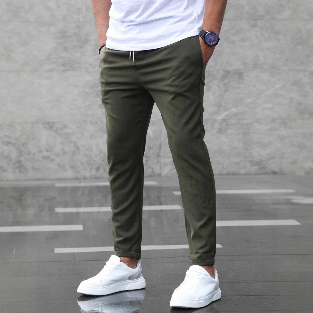 Men's Casual Pants With Pockets Fashion Slim Fit Drawstring Trousers - Velora