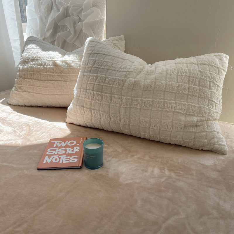 Rabbit Plush Four-piece Set Thickened Milk Fiber Sheets Coral Fleece Duvet Cover EX-STOCK Canada