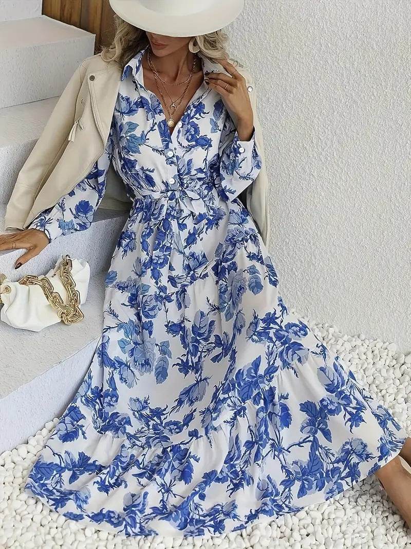 Ladies Fashion Summer Flowy Print Dress - Velora