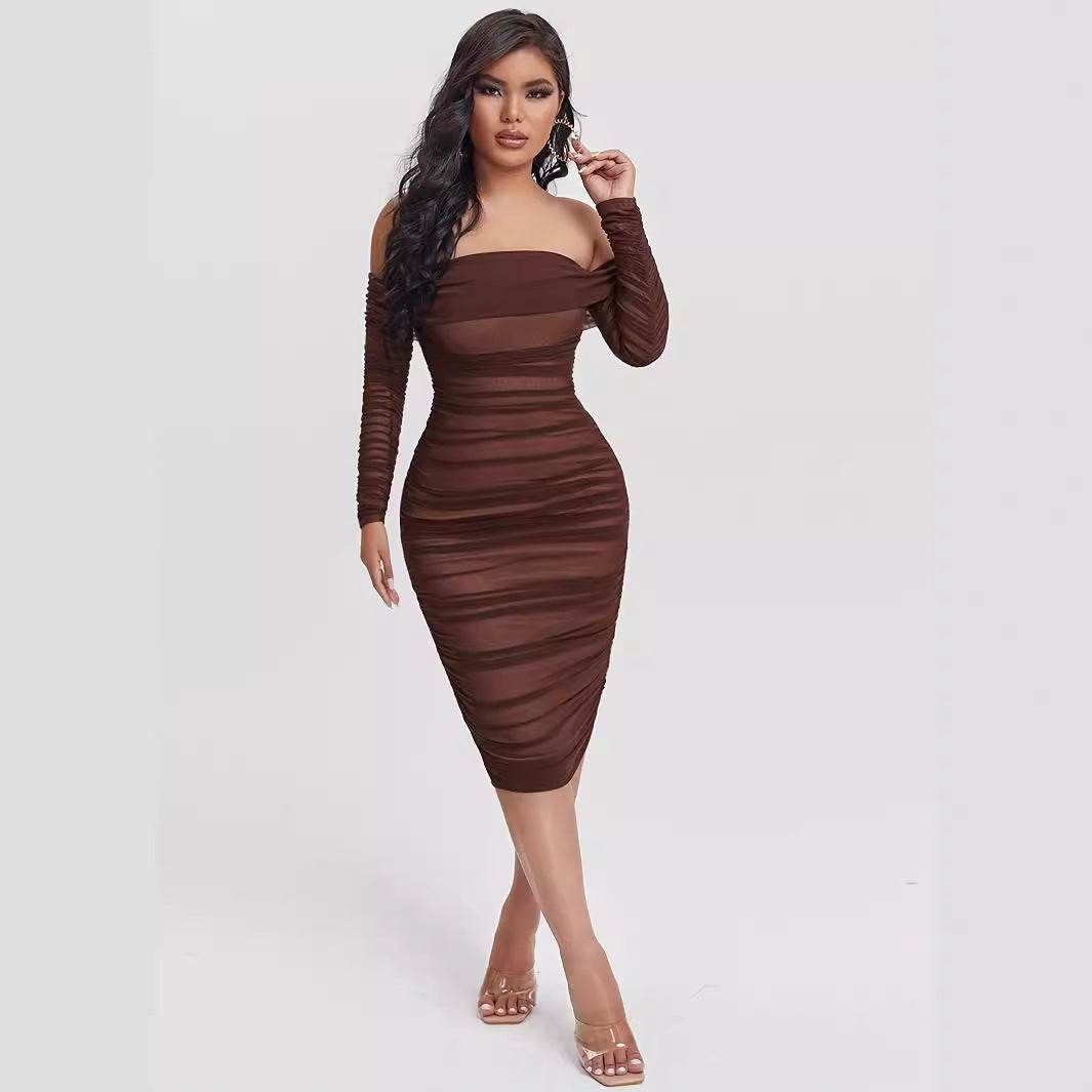 Women's Slant Shoulder Slim Fit Dress - Velora