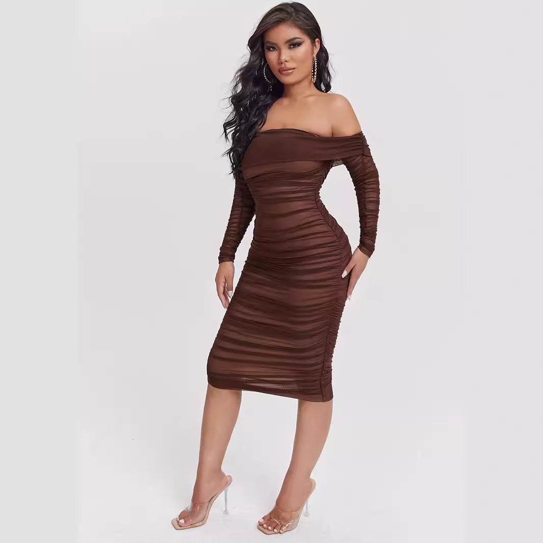 Women's Slant Shoulder Slim Fit Dress - Velora