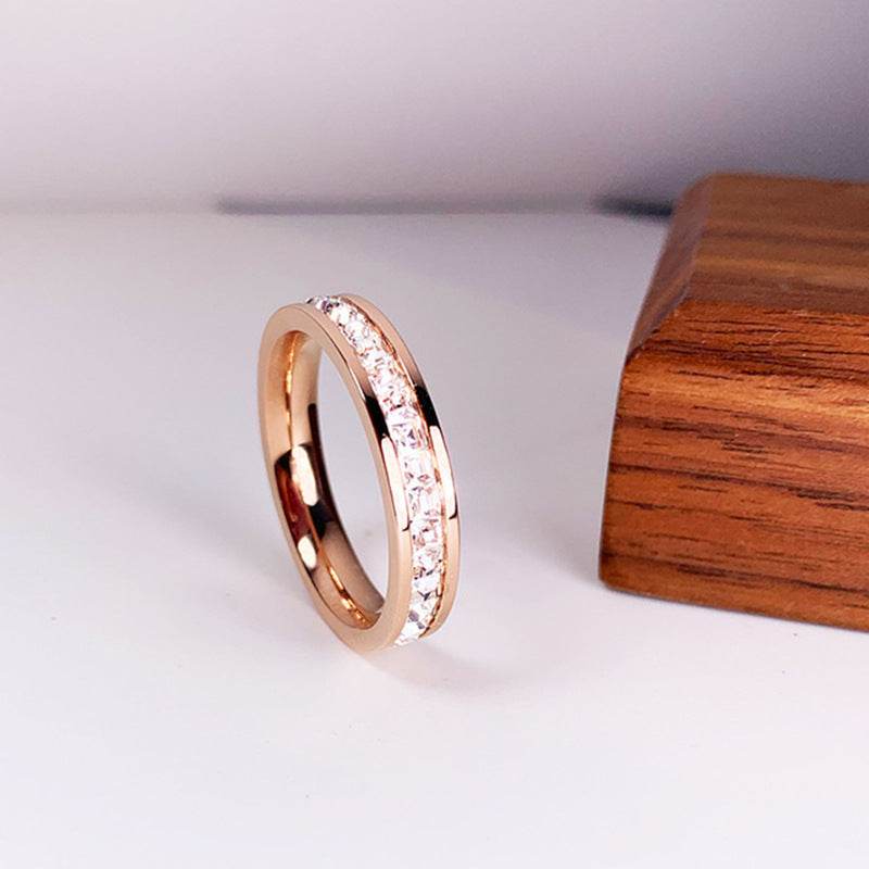 INS Rings Titanium Steel Couple Single And Double Row Diamond Ring - Velora