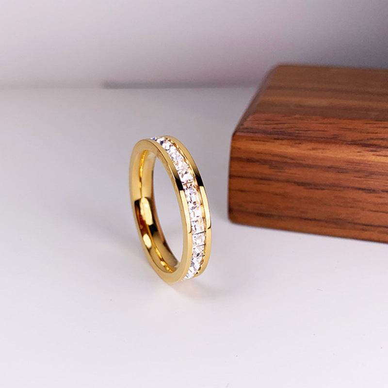 INS Rings Titanium Steel Couple Single And Double Row Diamond Ring - Velora