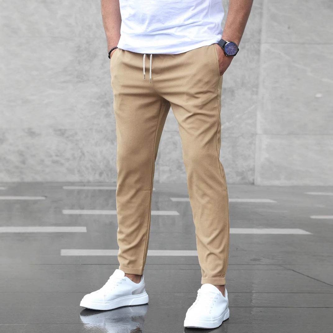 Men's Casual Pants With Pockets Fashion Slim Fit Drawstring Trousers - Velora