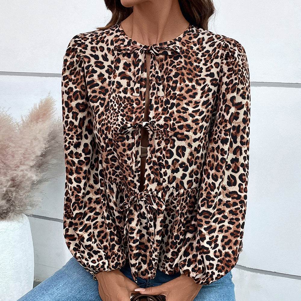 Casual Loose Lantern sleeve Buckle blouse Top For Women - Velora