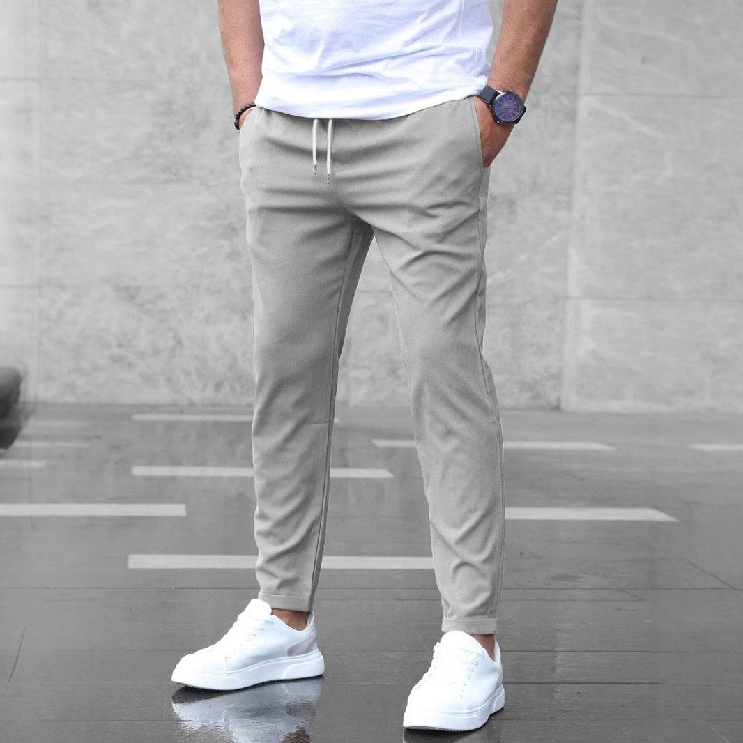 Men's Casual Pants With Pockets Fashion Slim Fit Drawstring Trousers - Velora
