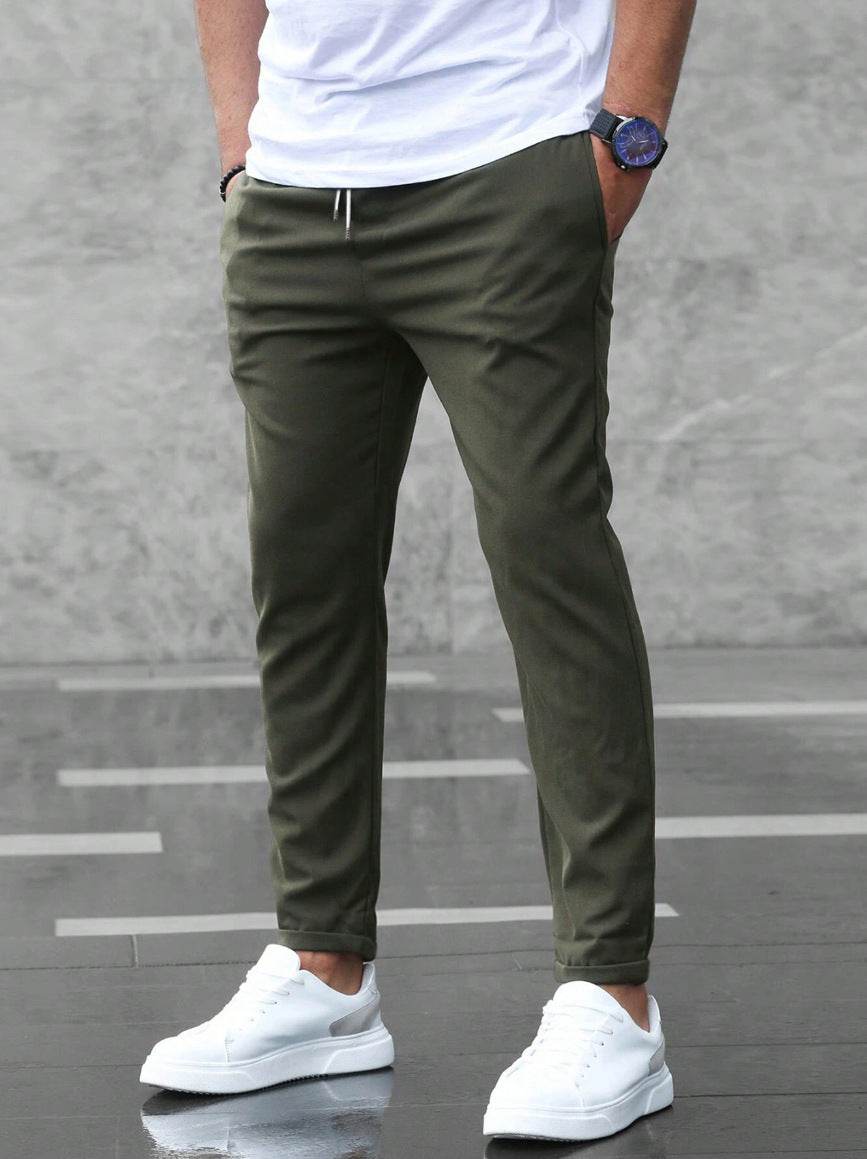 Men's Casual Pants With Pockets Fashion Slim Fit Drawstring Trousers - Velora