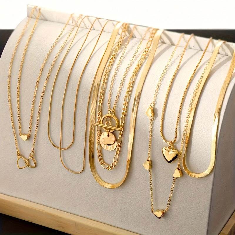 Heart Snake Bone Blade Necklace Suit 10 Pieces - Velora