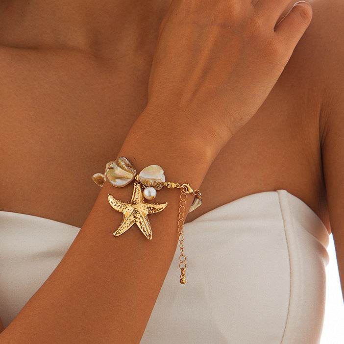 Classic Conch Pendant Necklace For Women Bohemian Starfish Beaded Choker Necklace Summer Beach Neck Fashion Jewelry - Velora