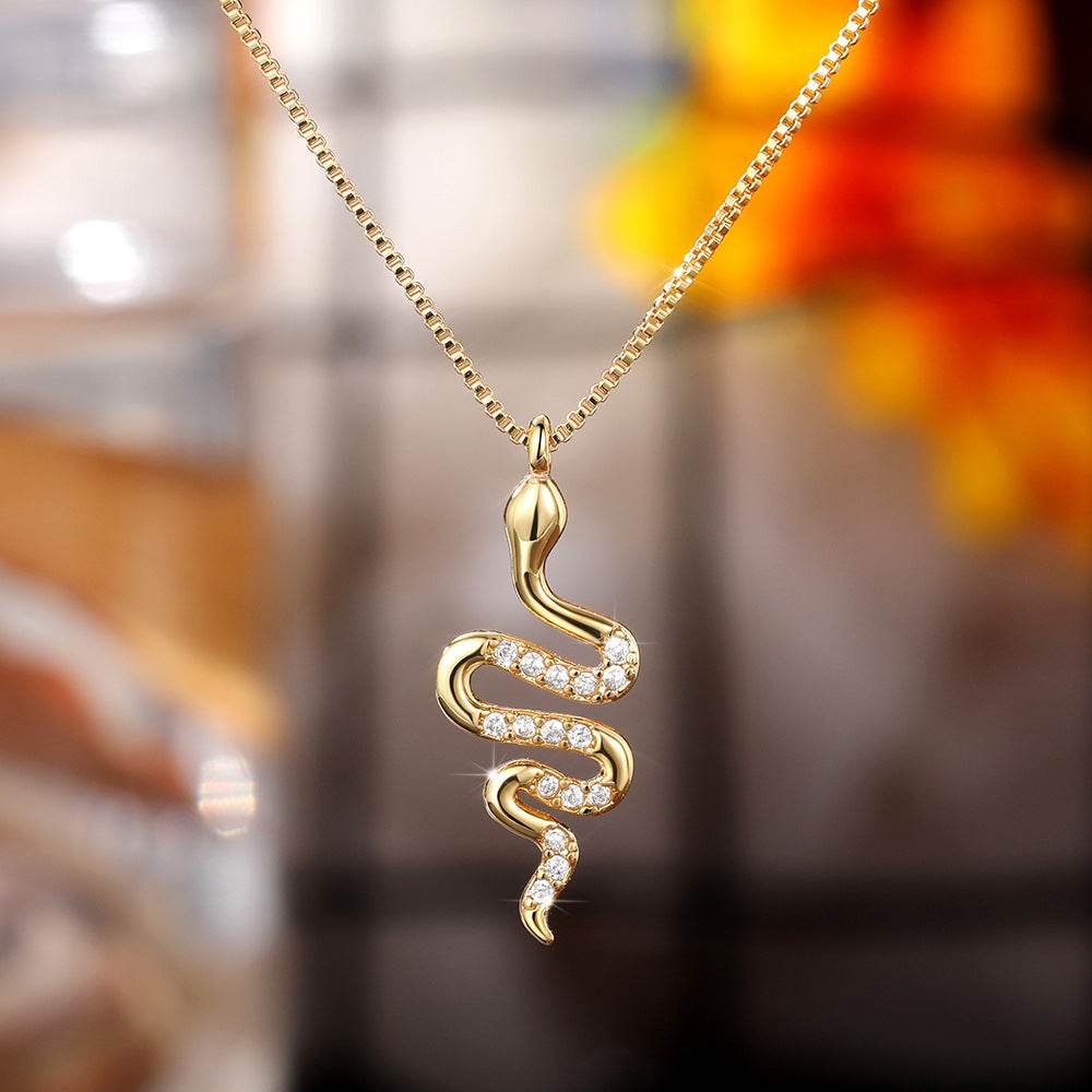 Fashion Lady Snake Pendant Necklace With Dazzling Zirconia Stylish Party Accessories Dainty Gift Animal Jewelry For Women Fashion Jewelry - Velora