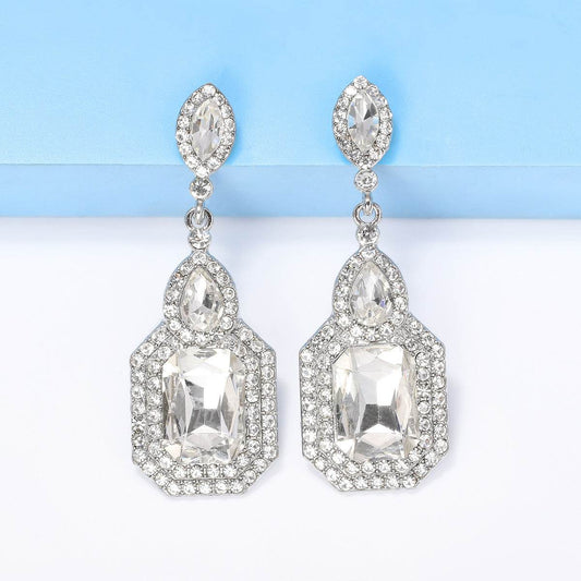 Geometric Colorful Crystals Inlaid Earrings Vintage Earrings - Velora