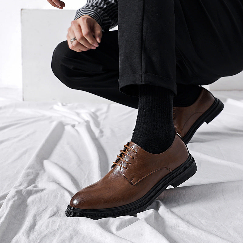 Summer British Phoenix Formal Business Suit Shoes Black Interior Height Increase Velora