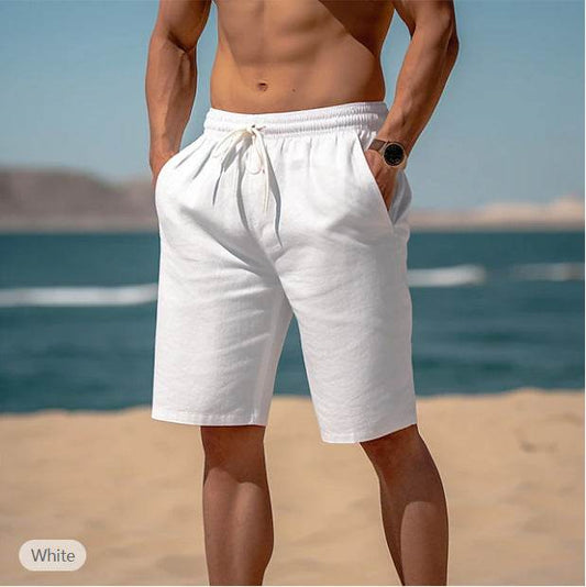 Summer Drawstring Shorts Elastic Waist Straight Pants Beach Breathable Shorts For Men Clothing - Velora