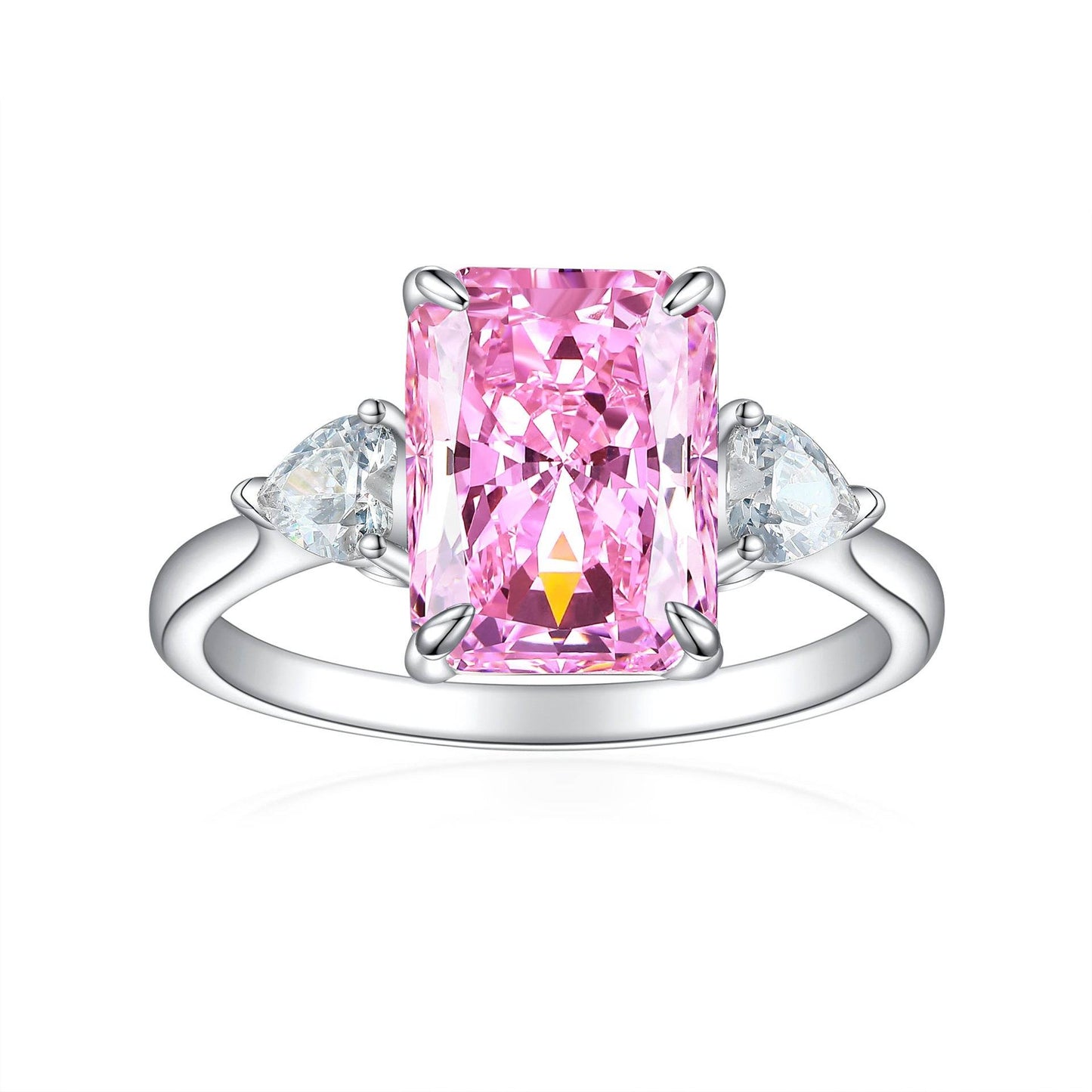 S925 Colorful Rectangular Rhinestone Ring Ins Fashion Love Rings For Women Luxury Jewelry - Velora