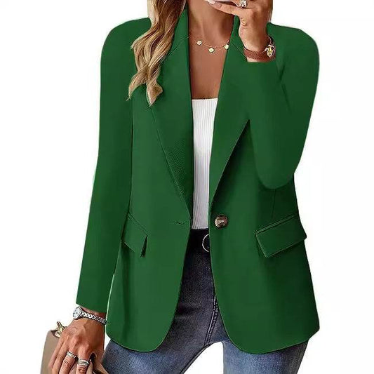 Fashion Casual Women Blazer Long-sleeved Solid Color Casual Cardigan Small Suit Jacket For Women Elegant Office Lady Outerwear - Velora