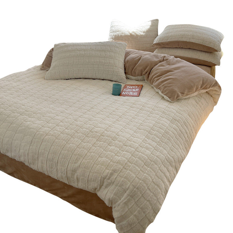 Rabbit Plush Four-piece Set Thickened Milk Fiber Sheets Coral Fleece Duvet Cover EX-STOCK Canada