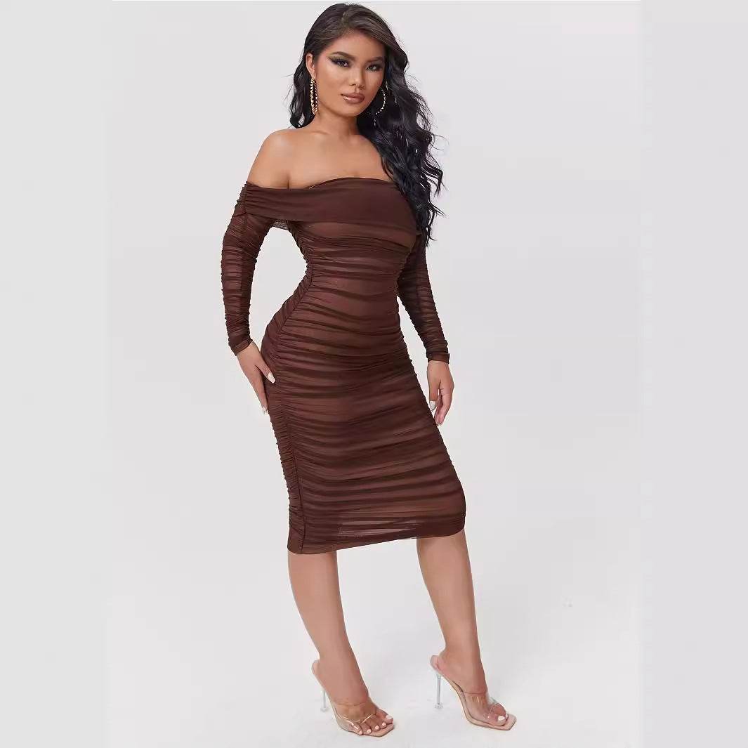 Women's Slant Shoulder Slim Fit Dress - Velora