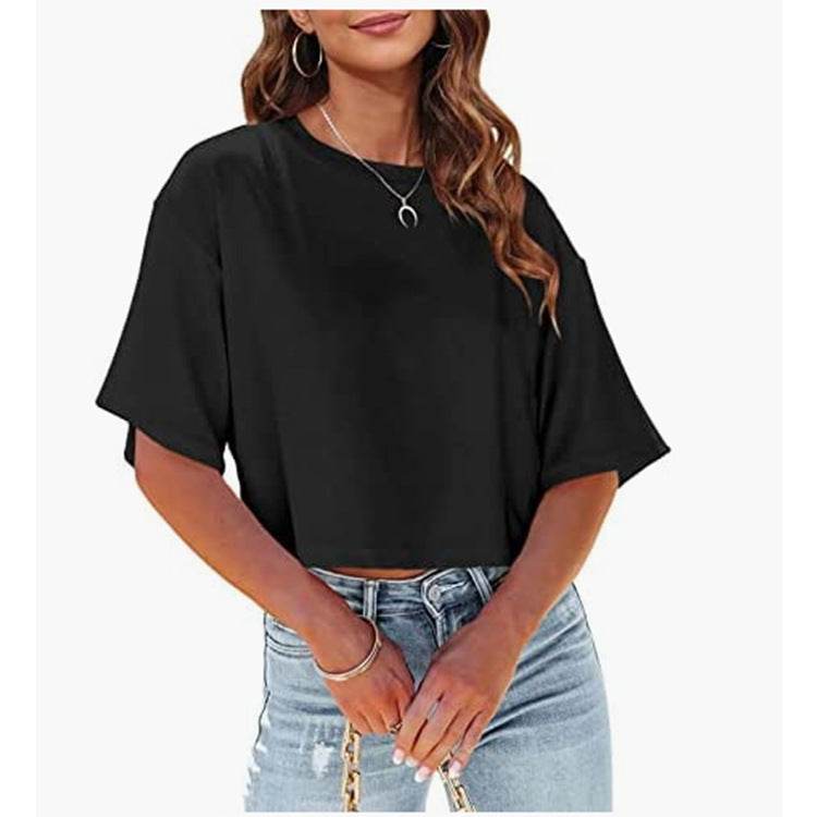 Solid Color Casual Short-sleeved T-shirt For Women - Velora