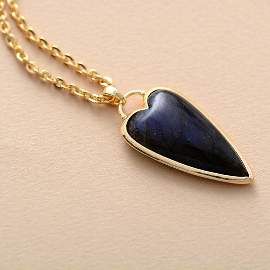 Affordable Luxury Fashion Simple Labradorite Heart Shape Pendant - Velora
