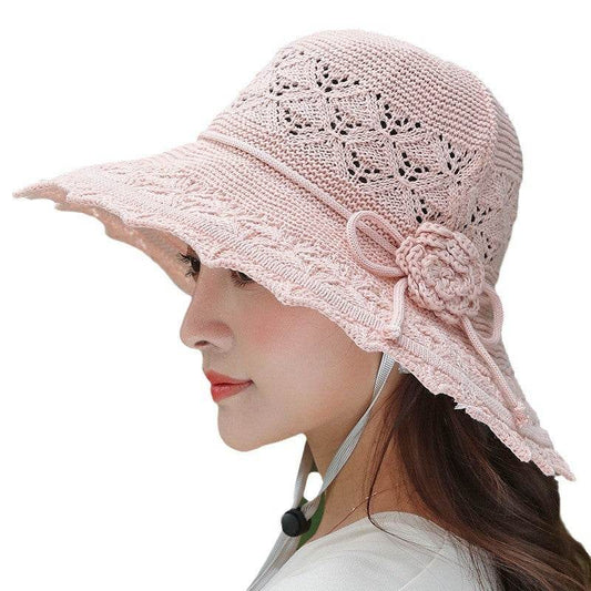 New Summer Outdoor Sunshade UV Protection Wide Brim Crotchet Sun Hat with neck flap for women - Velora