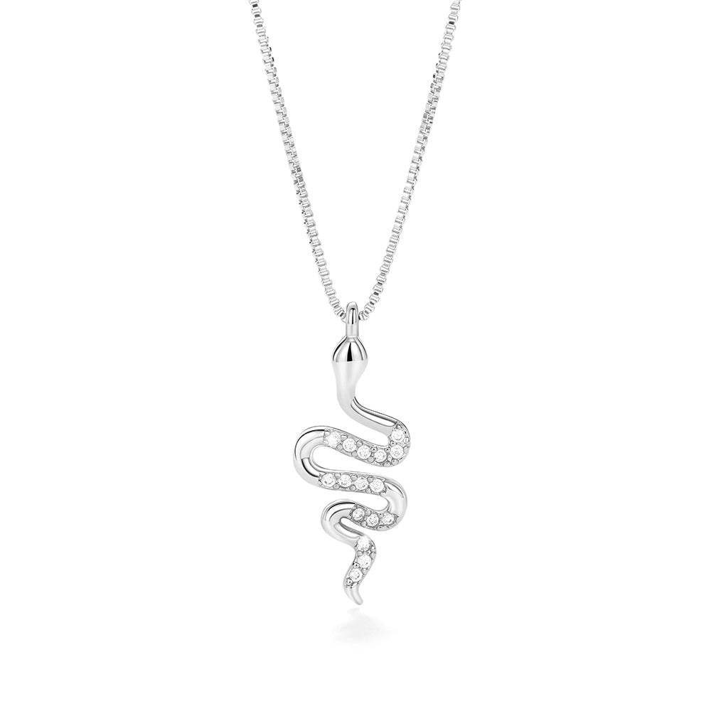 Fashion Lady Snake Pendant Necklace With Dazzling Zirconia Stylish Party Accessories Dainty Gift Animal Jewelry For Women Fashion Jewelry - Velora