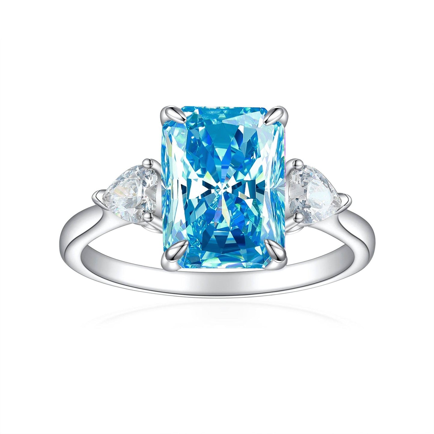S925 Colorful Rectangular Rhinestone Ring Ins Fashion Love Rings For Women Luxury Jewelry - Velora