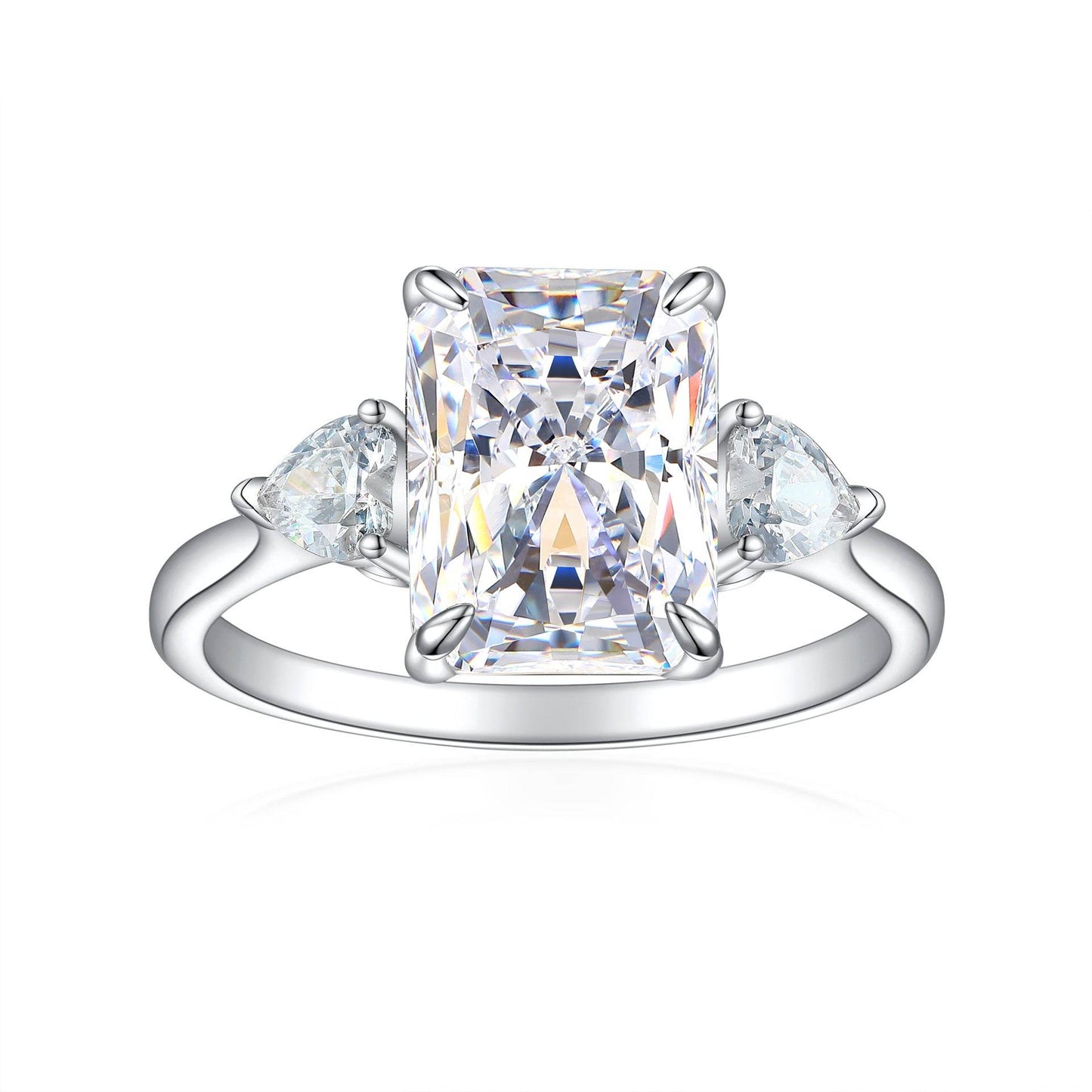 S925 Colorful Rectangular Rhinestone Ring Ins Fashion Love Rings For Women Luxury Jewelry - Velora