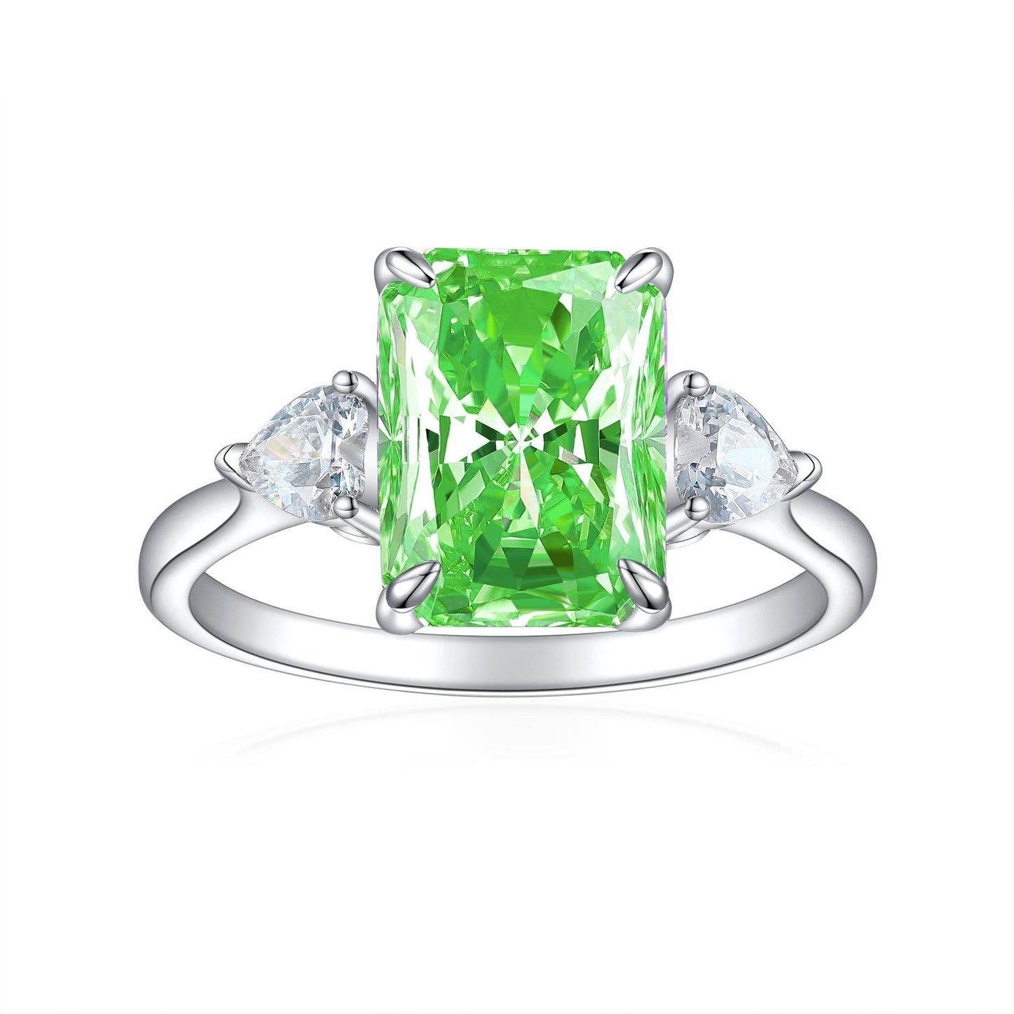 S925 Colorful Rectangular Rhinestone Ring Ins Fashion Love Rings For Women Luxury Jewelry - Velora