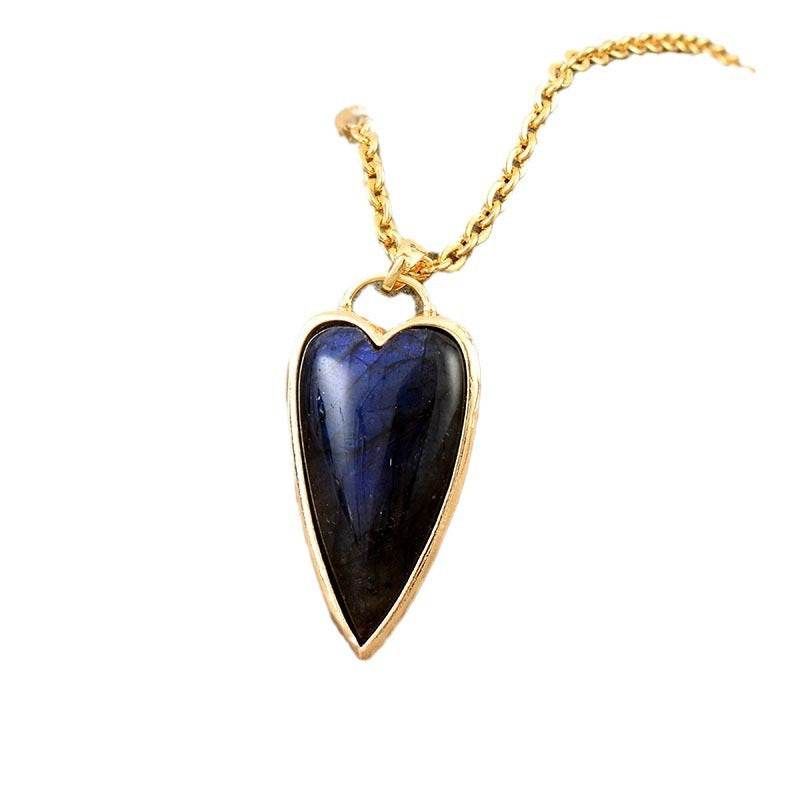 Affordable Luxury Fashion Simple Labradorite Heart Shape Pendant - Velora