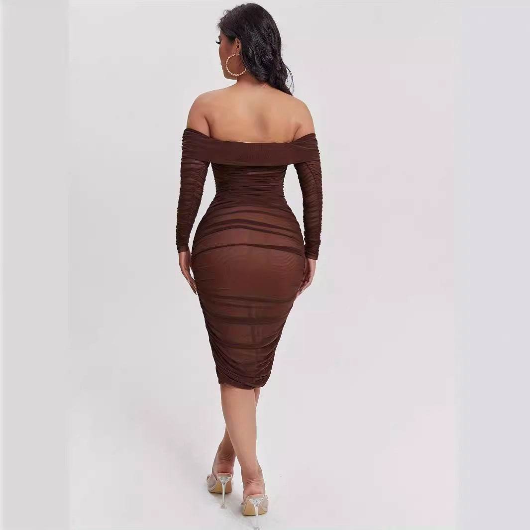 Women's Slant Shoulder Slim Fit Dress - Velora