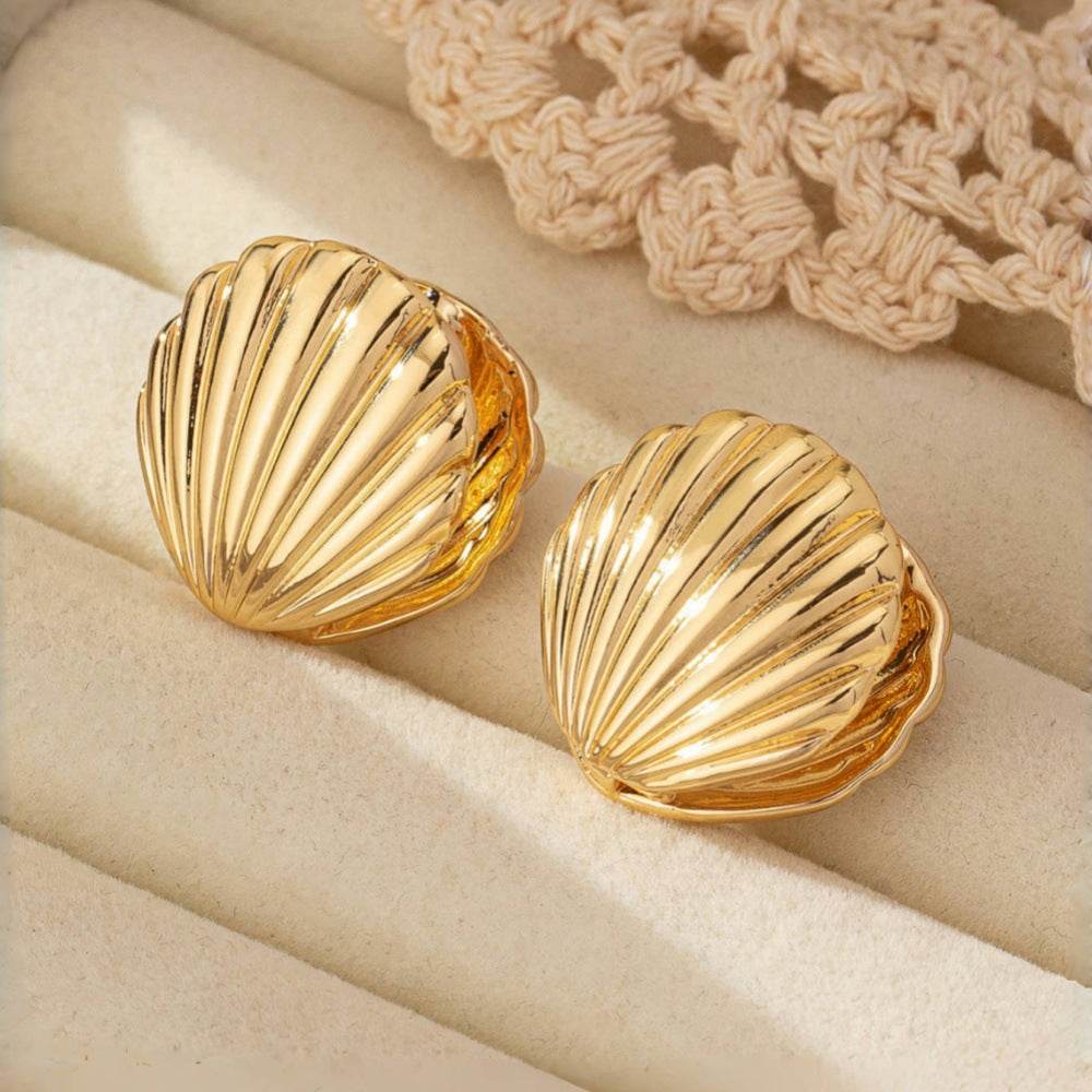 Exaggerated Ocean Shell Texture Earrings For Women - Velora