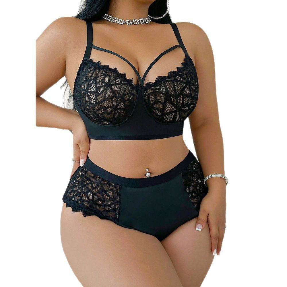 Women's Fashion Lace Bra T-back Two-piece Set - Velora
