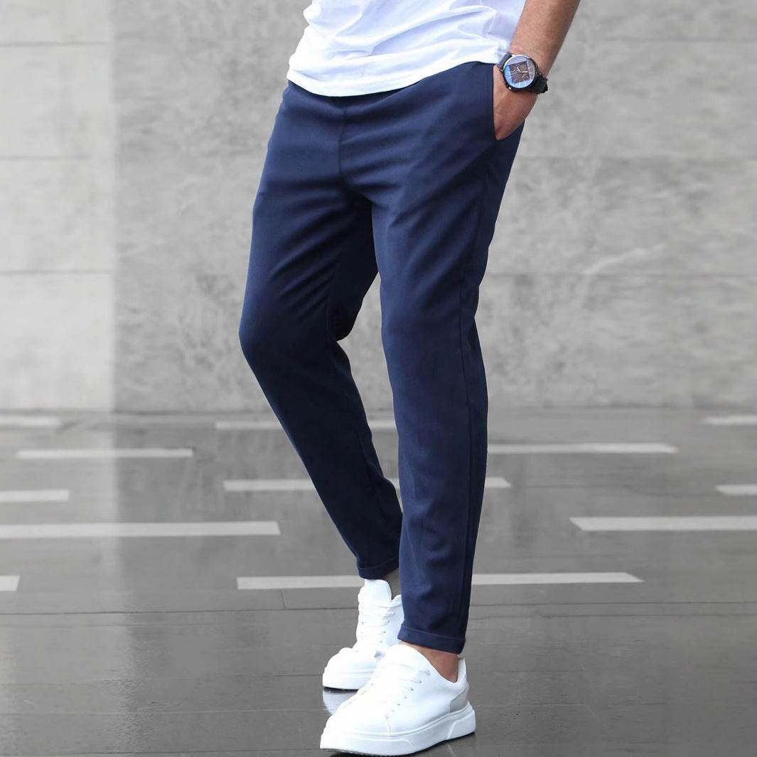 Men's Casual Pants With Pockets Fashion Slim Fit Drawstring Trousers - Velora