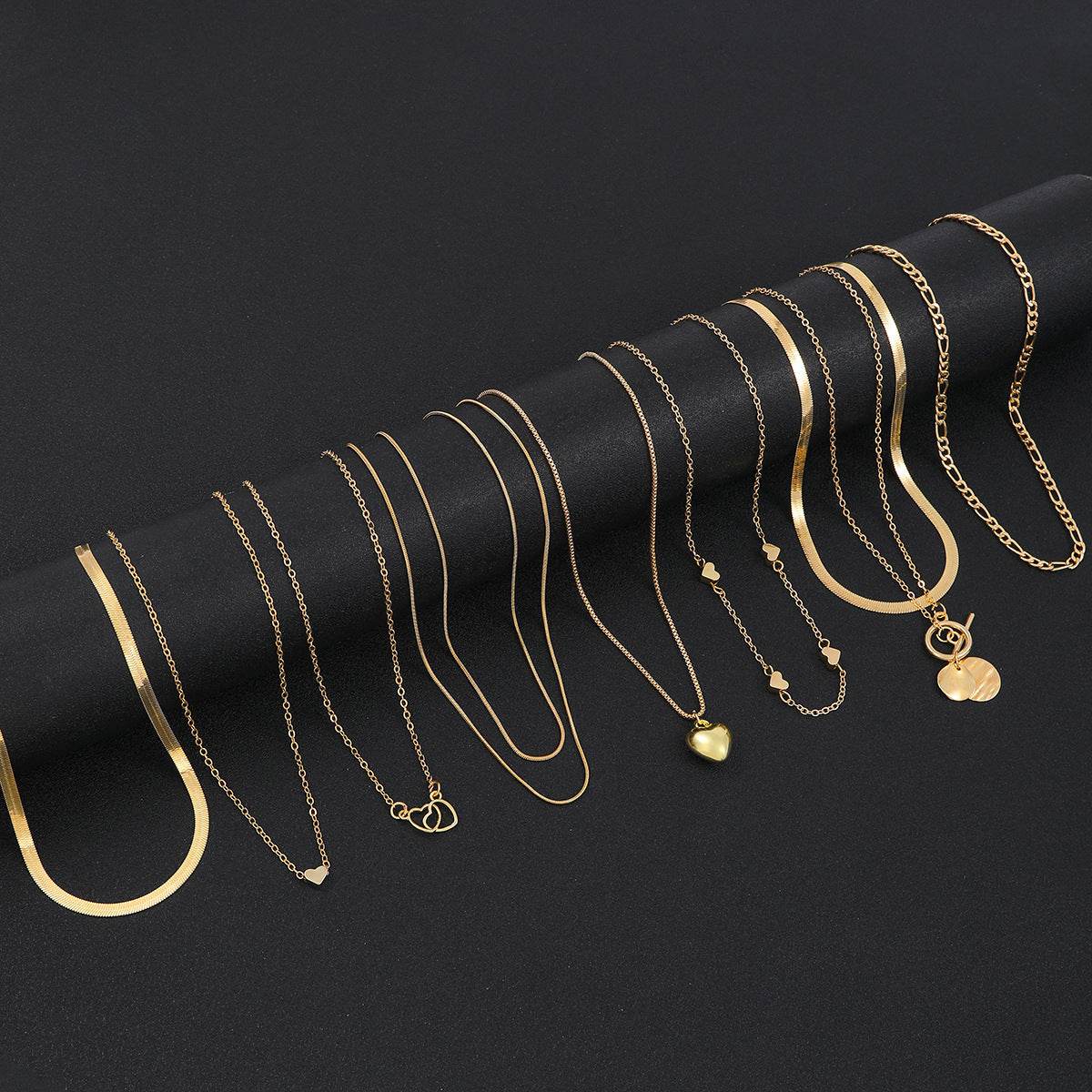 Heart Snake Bone Blade Necklace Suit 10 Pieces - Velora