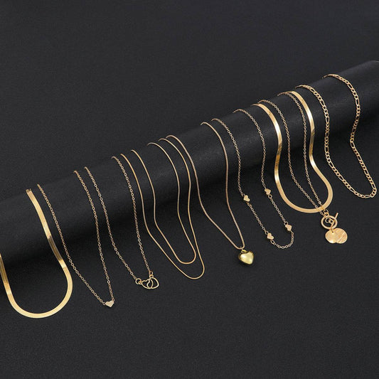 Heart Snake Bone Blade Necklace Suit 10 Pieces - Velora