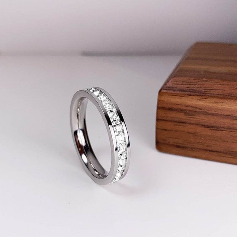 INS Rings Titanium Steel Couple Single And Double Row Diamond Ring - Velora
