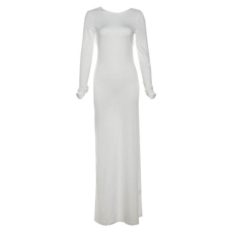 Fashion Slim Fit Backless Long Sleeve Dress Women - Velora