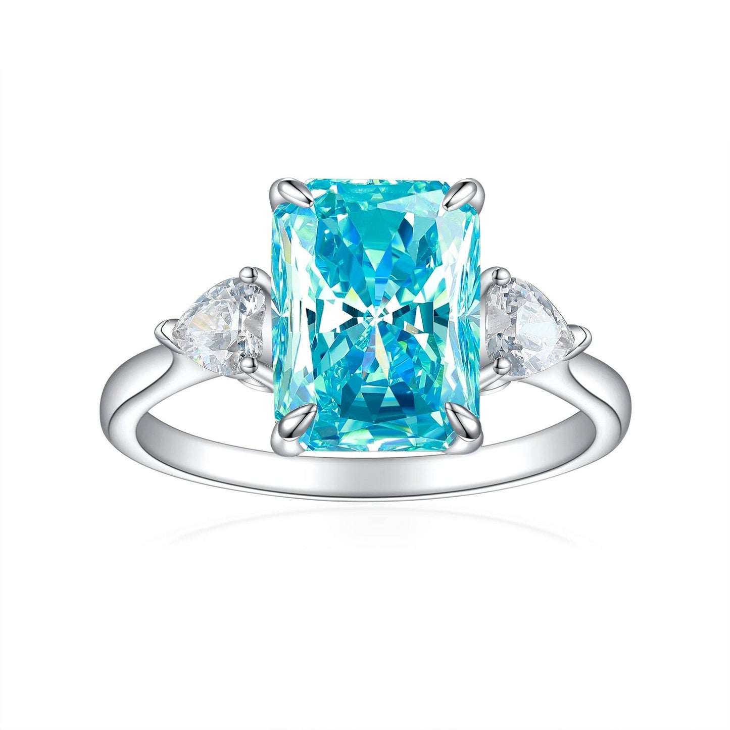 S925 Colorful Rectangular Rhinestone Ring Ins Fashion Love Rings For Women Luxury Jewelry - Velora