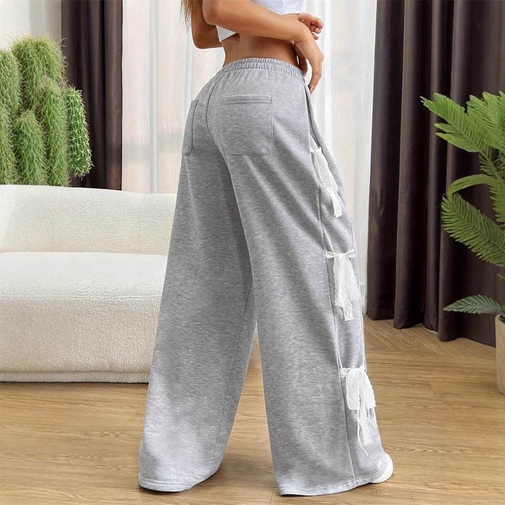 Fashion Bow lace up Oversized Baggy Sweat Pant women - Velora