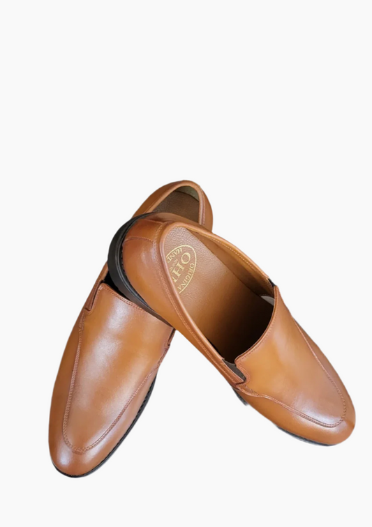 OHM Double Stitched Executive Slip-on Leather Shoes - Velora