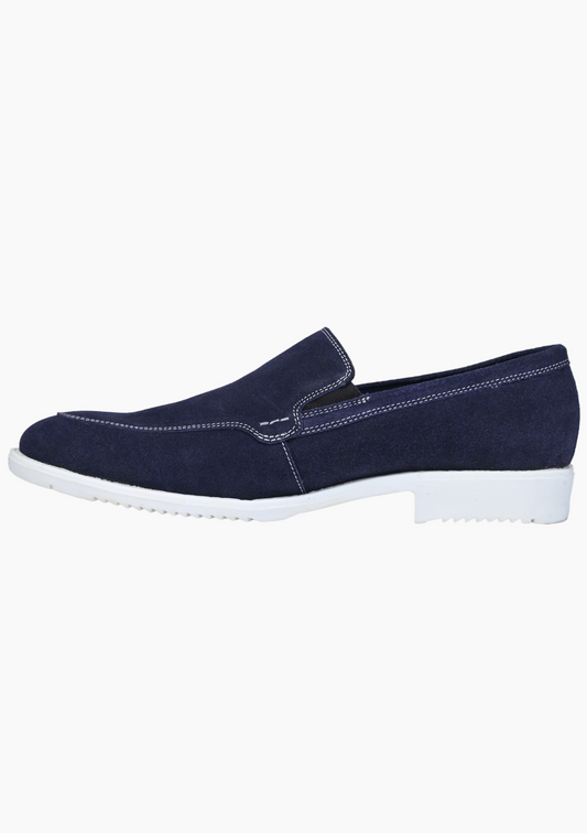 OHM Royal Evening Easy on Easy off Leather Shoes Blue - Velora