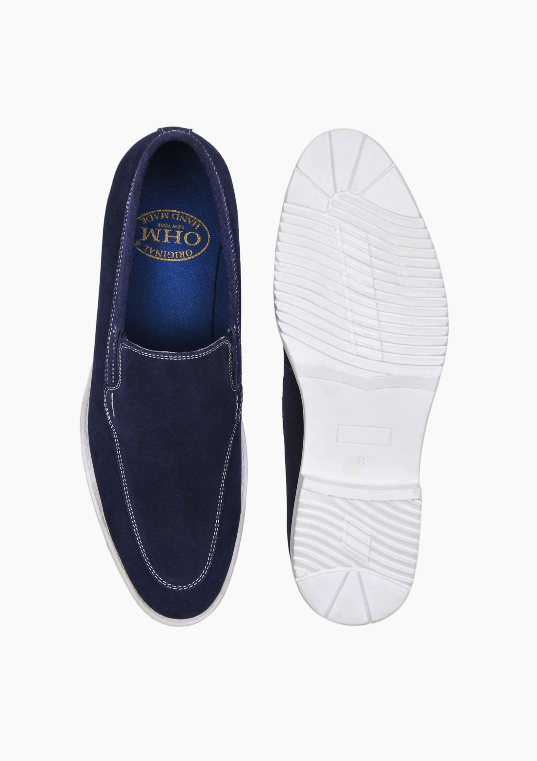 OHM Royal Evening Easy on Easy off Leather Shoes Blue - Velora