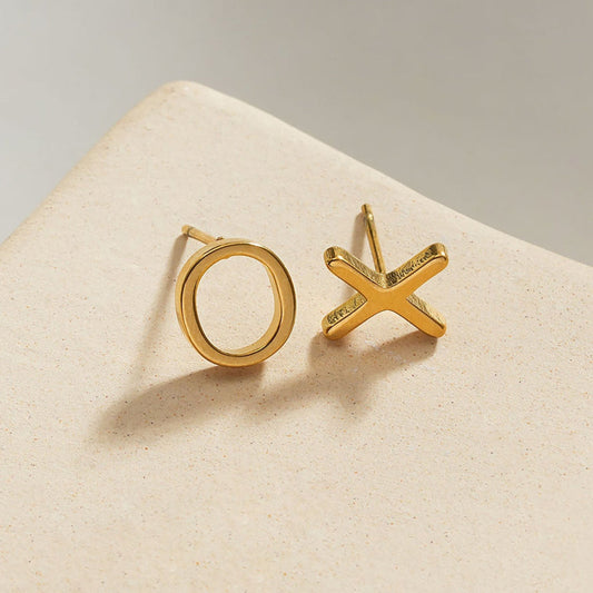 OX Gold: Hugs, Kisses & Sparkle Stud Earrings - Velora Luxury Fashion
