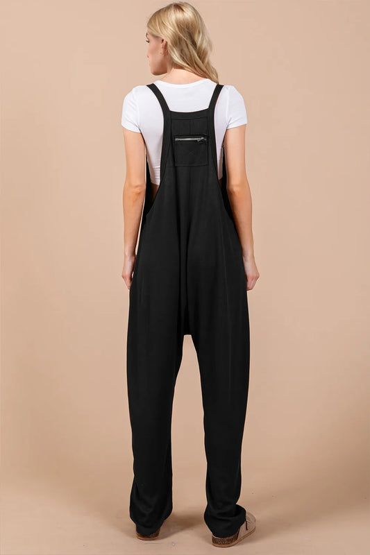 Oh Full Size V-Neck Wide Strap Overalls with Pockets - Velora