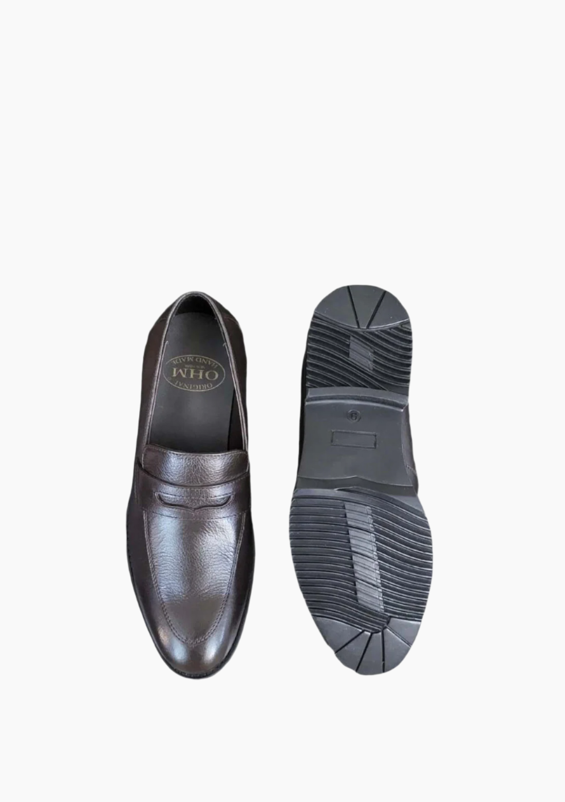 OHM Grained Penny Loafer Leather Shoes Coco Color - Velora